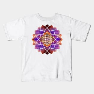 Flower of Life in Lotus - Painted texture Kids T-Shirt